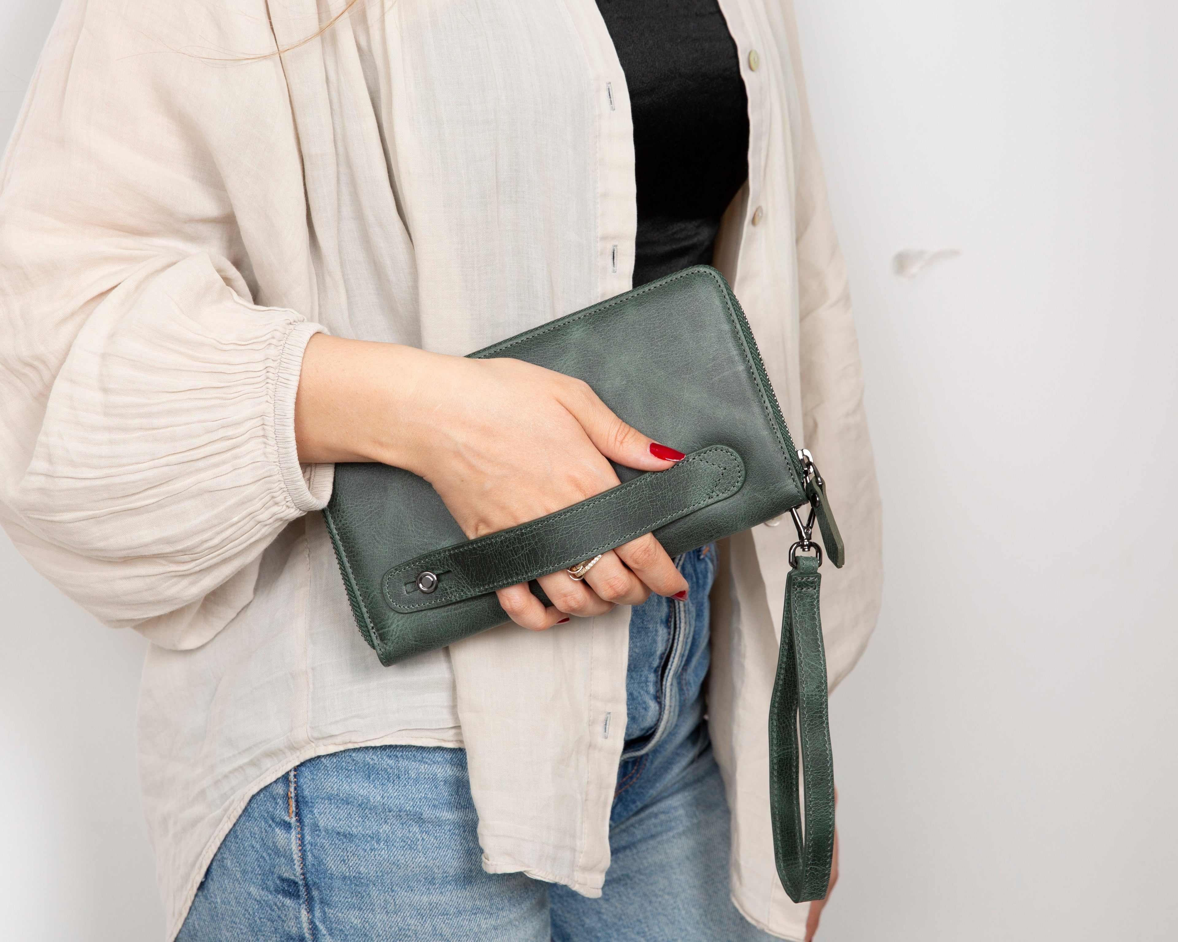 Aristo Genuine Leather Clutch Bag - Minimalist Wristlet Wallet & Pouch Bag