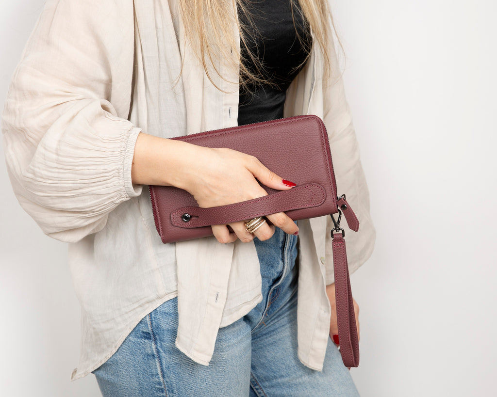 Aristo Genuine Leather Clutch Bag - Minimalist Wristlet Wallet & Pouch Bag