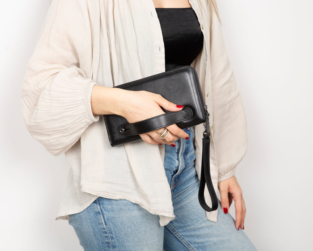 Aristo Genuine Leather Clutch Bag - Minimalist Wristlet Wallet & Pouch Bag