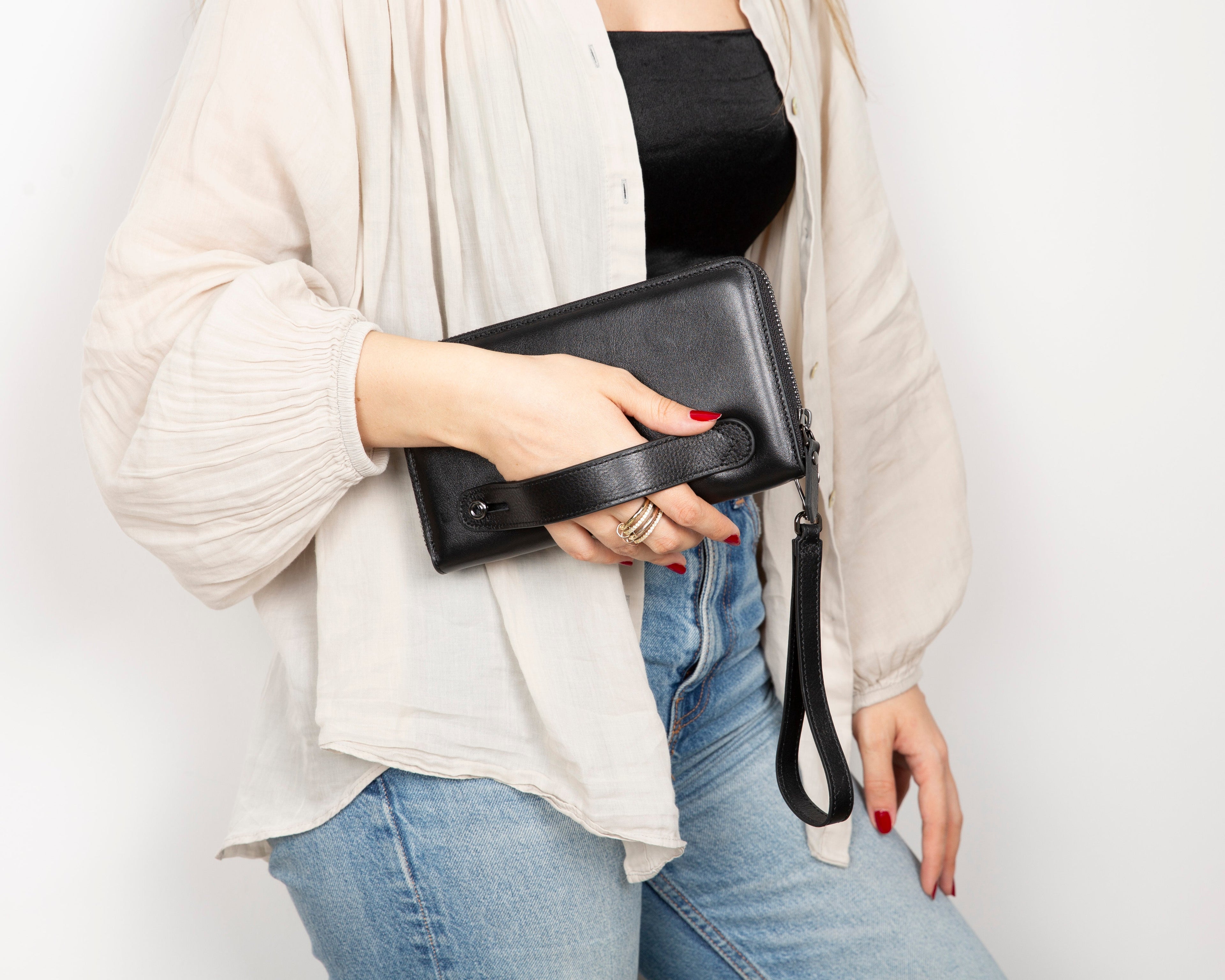 Aristo Genuine Leather Clutch Bag - Minimalist Wristlet Wallet & Pouch Bag
