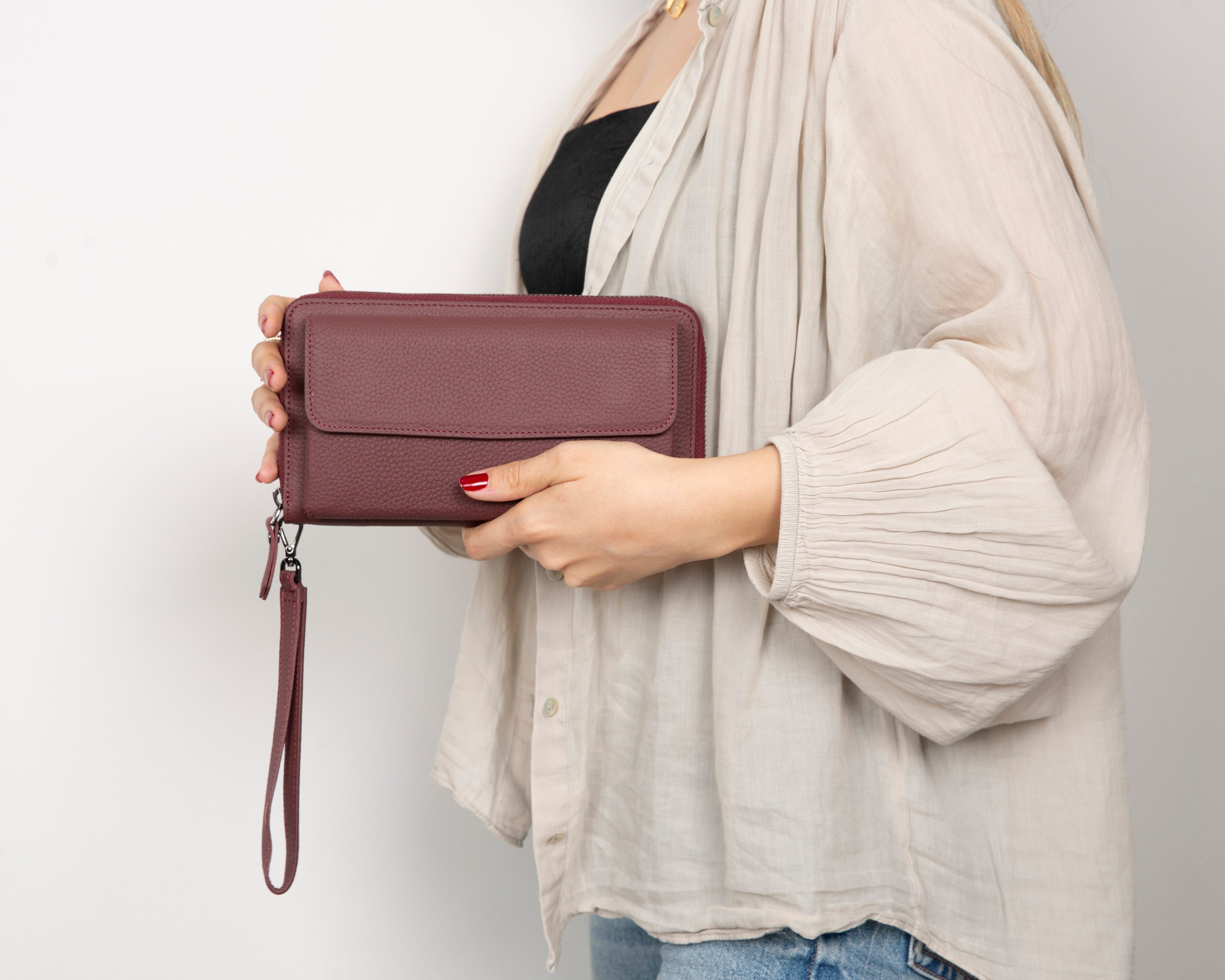 Aristo Genuine Leather Clutch Bag - Minimalist Wristlet Wallet & Pouch Bag