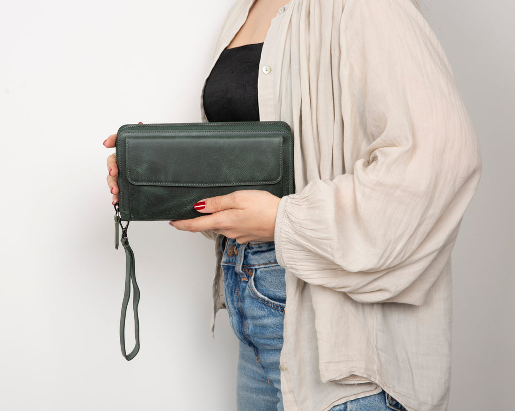 Aristo Genuine Leather Clutch Bag - Minimalist Wristlet Wallet & Pouch Bag