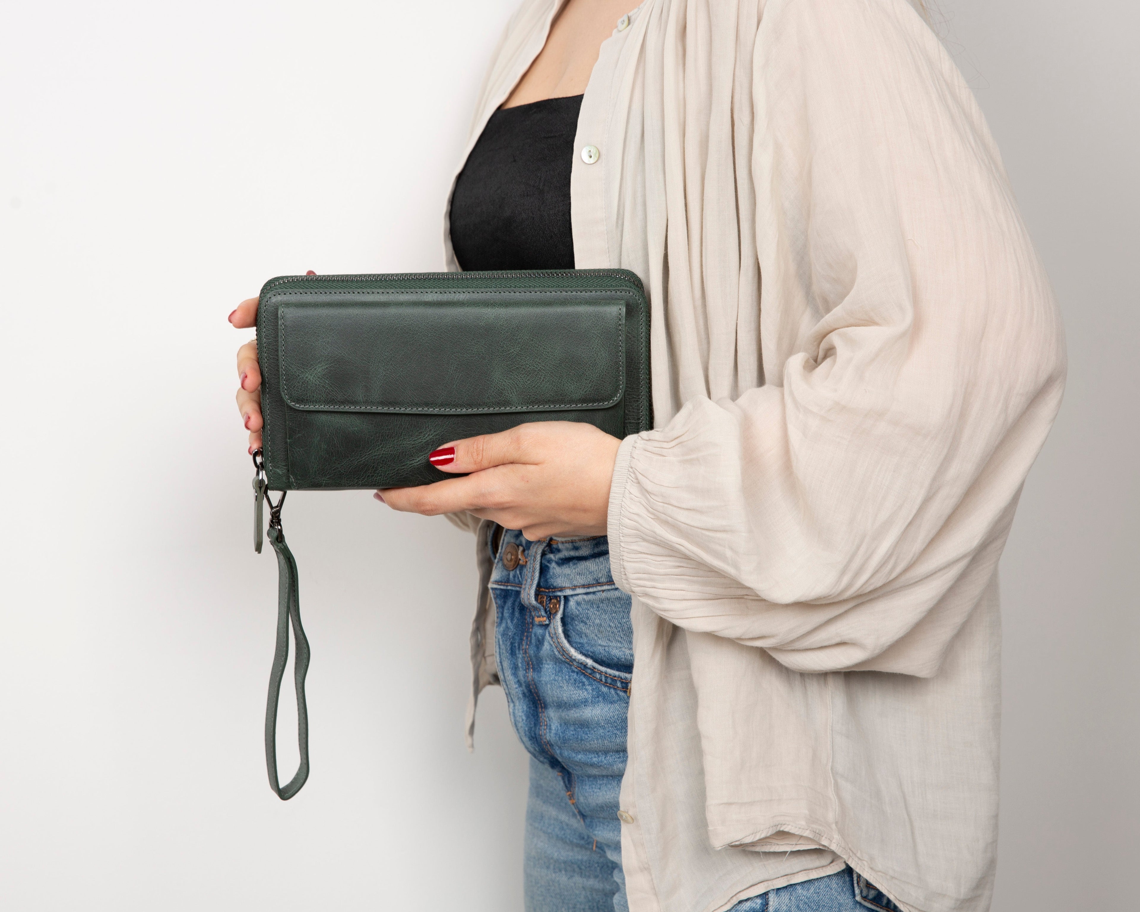 Aristo Genuine Leather Clutch Bag - Minimalist Wristlet Wallet & Pouch Bag