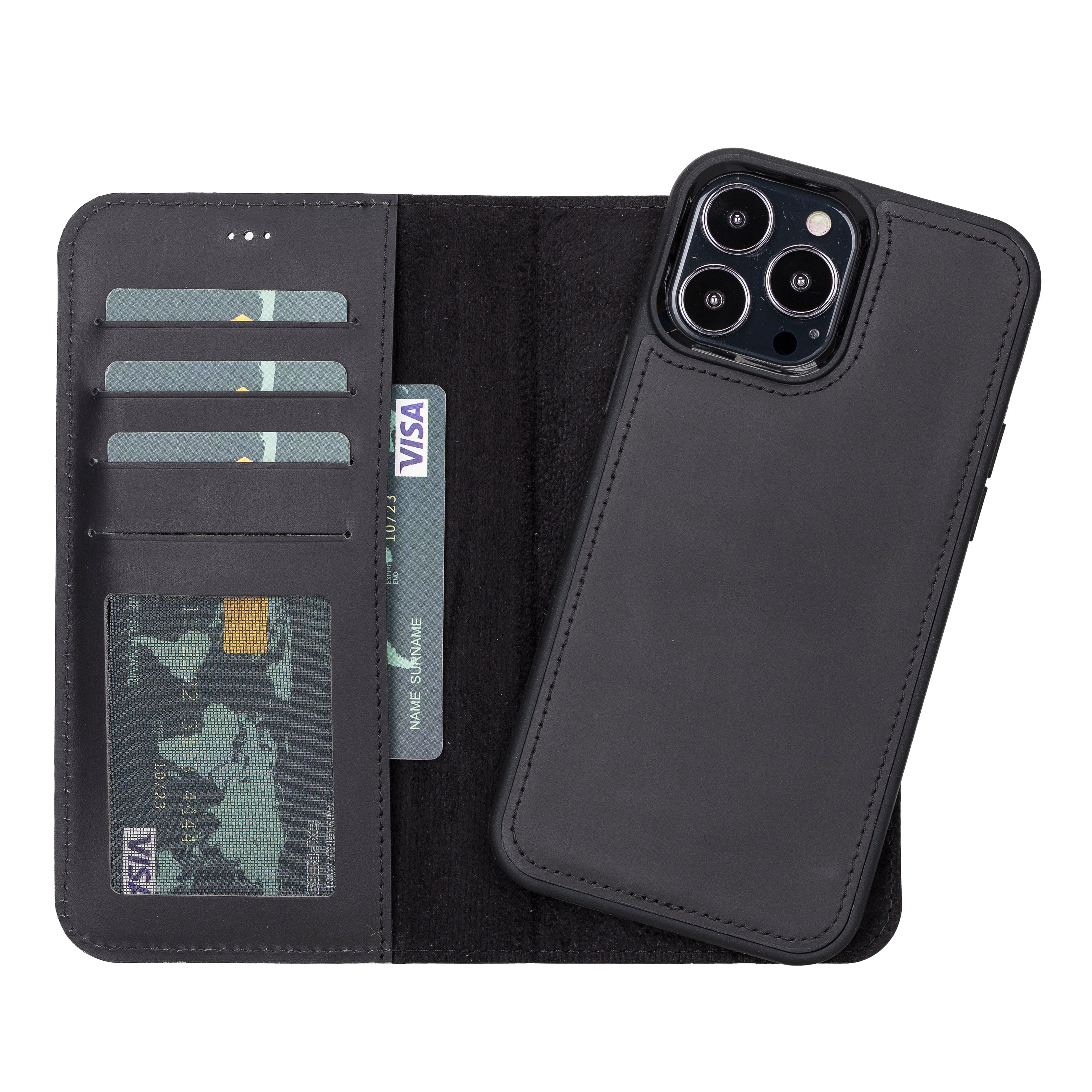 Liluri iPhone 13 Pro abnehmbare Leder-Brieftaschenhülle