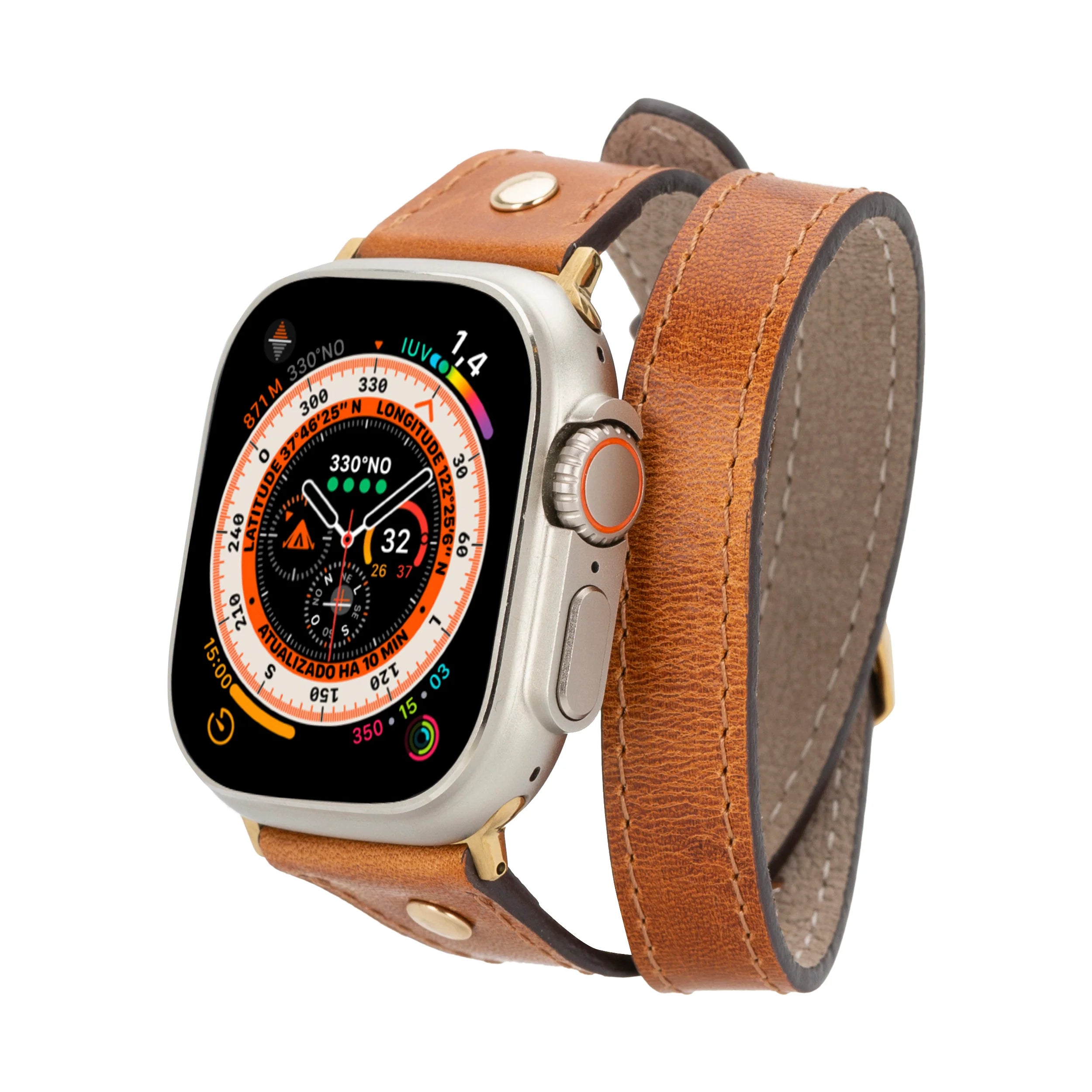 Leather Apple Watch Bands - DTS Double Tour Slim Hector Gold Trok Style F3