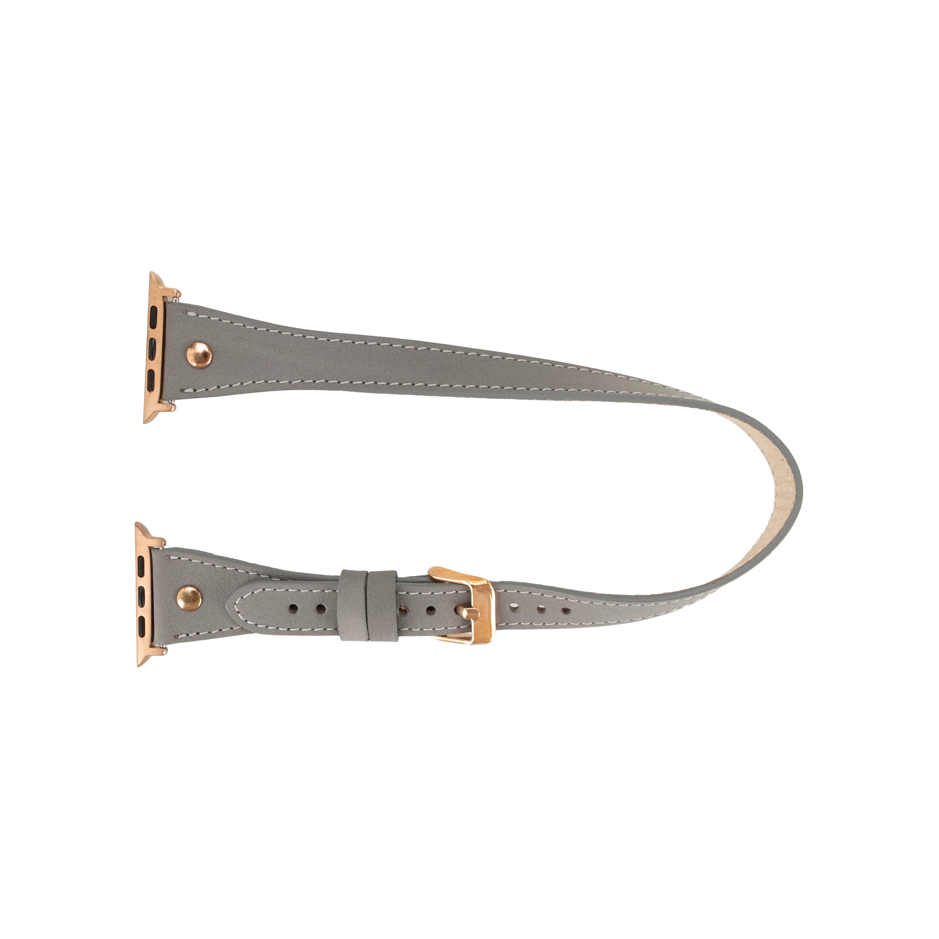 Hector Double Tour Leather Apple Watch Band With Rose Gold Trok