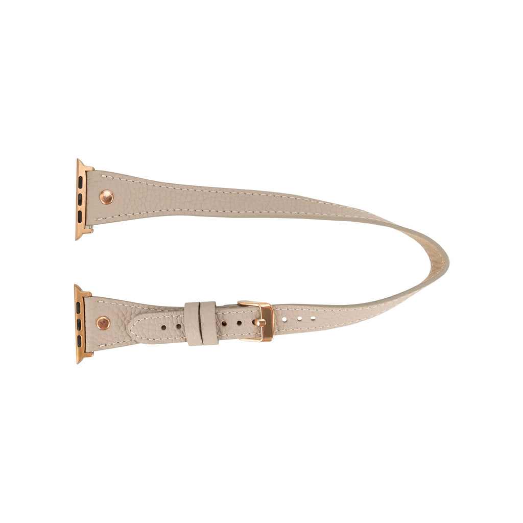 Hector Double Tour Leather Apple Watch Band With Rose Gold Trok