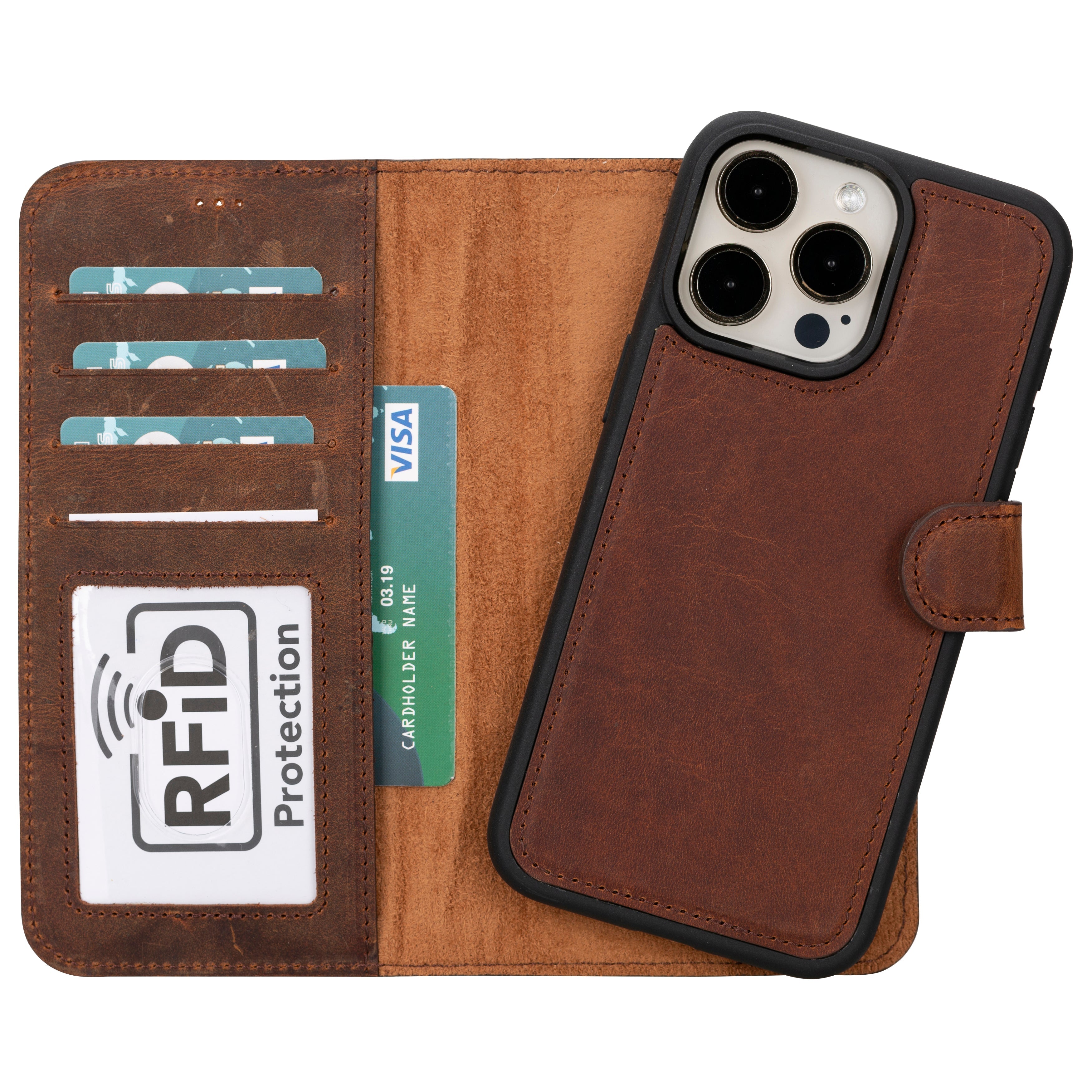 Genuine Leather Detachable  iphone 16 Case