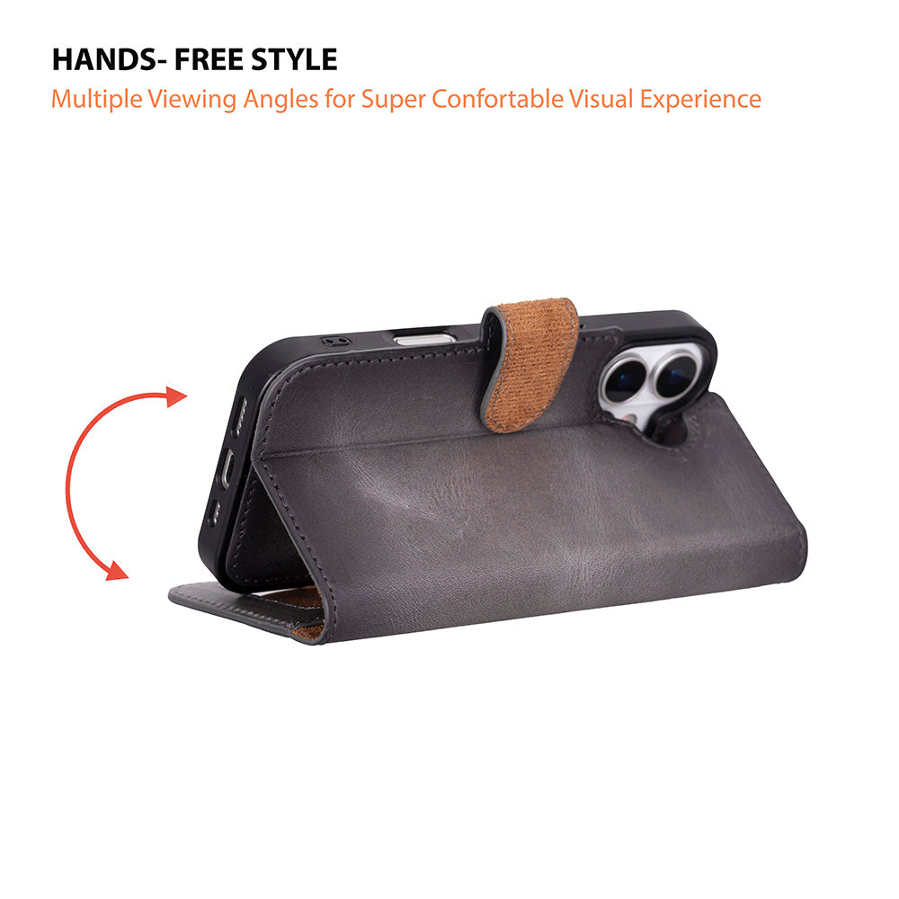 Meister Abnehmbare Premium-Leder-Wallet-Hülle für iPhone 17