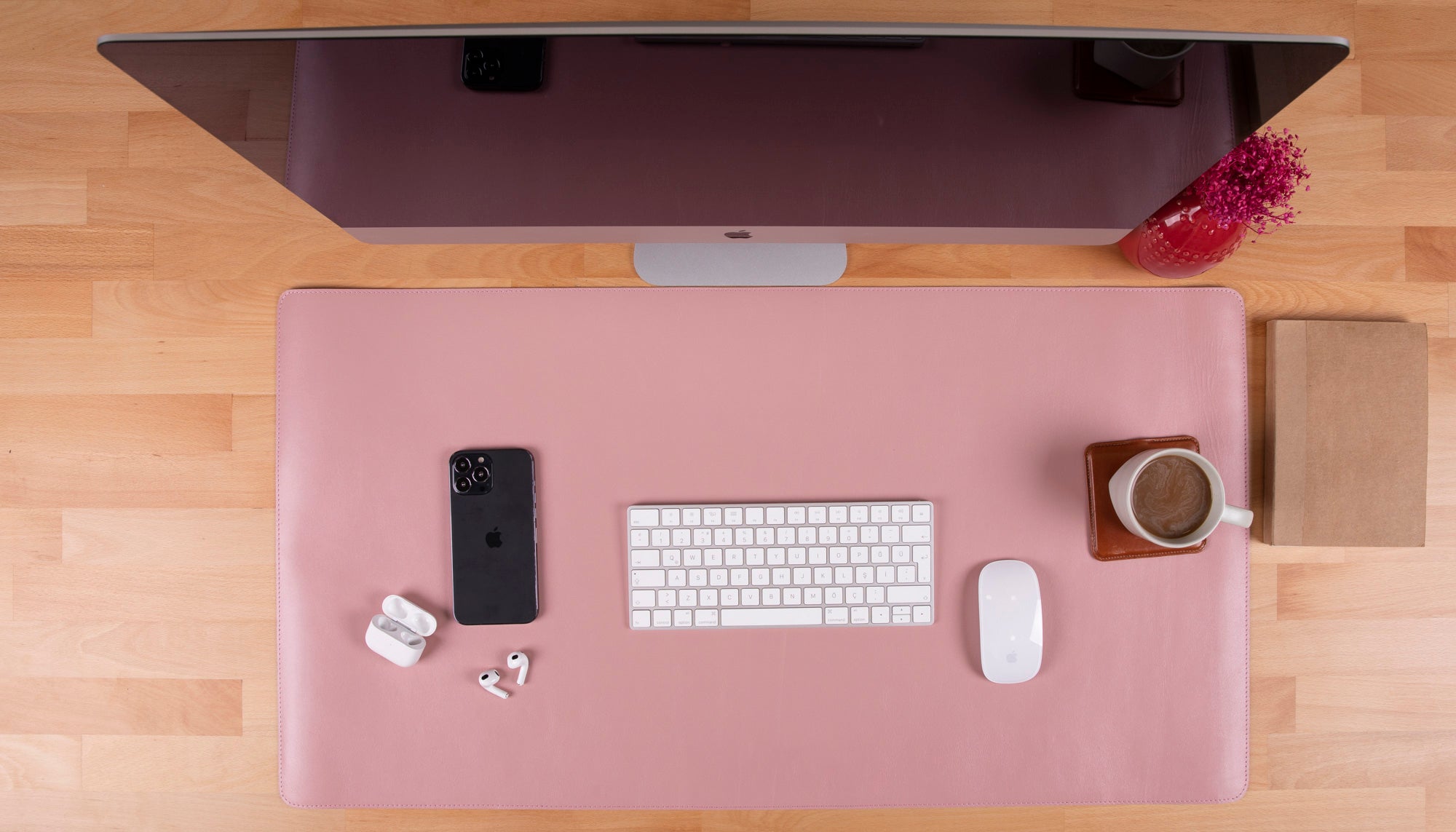 Schreibtischunterlage aus echtem Leder, 37 x 80