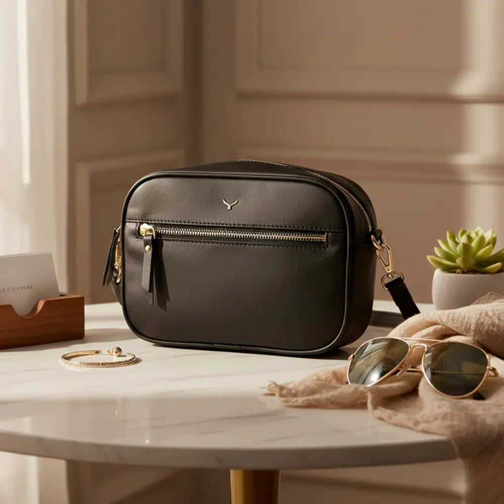 Smaragdgrüne Leder-Damentasche