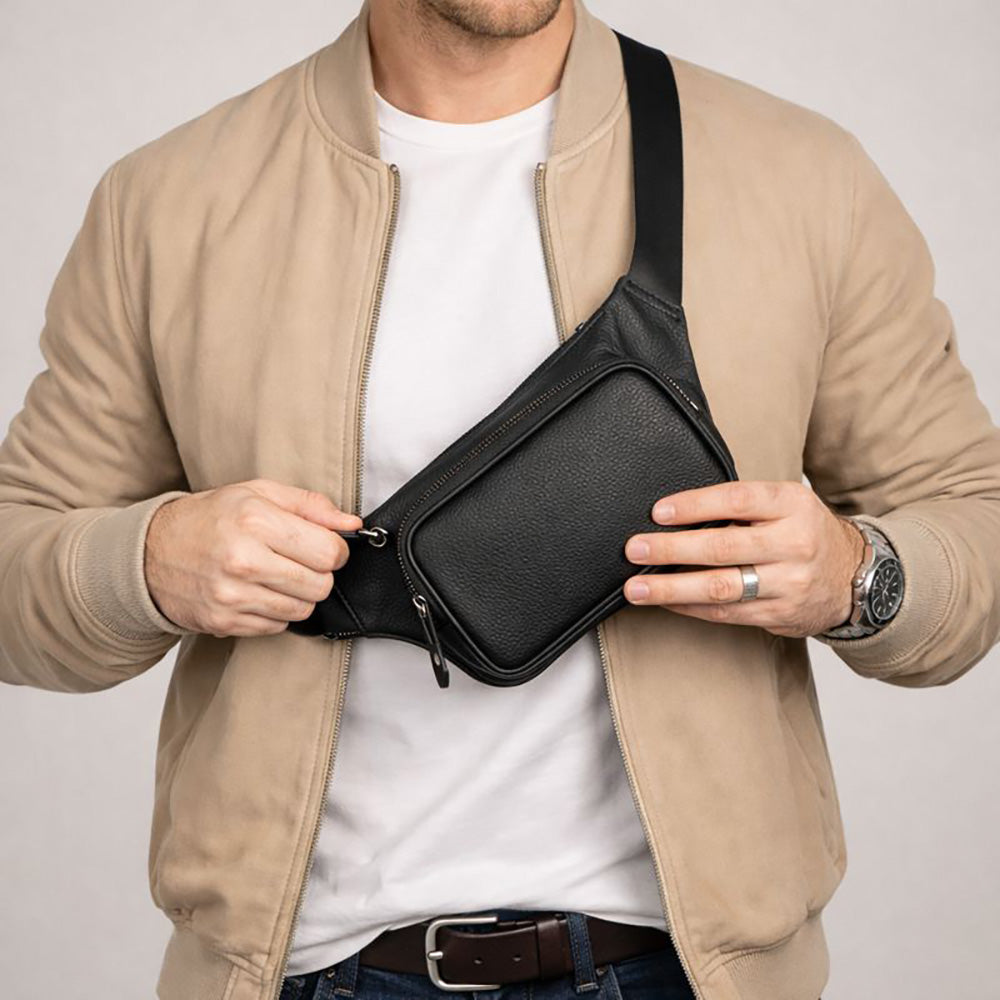 Apex Genuine Leather Belt Bag – Handmade Waist Bag for Men