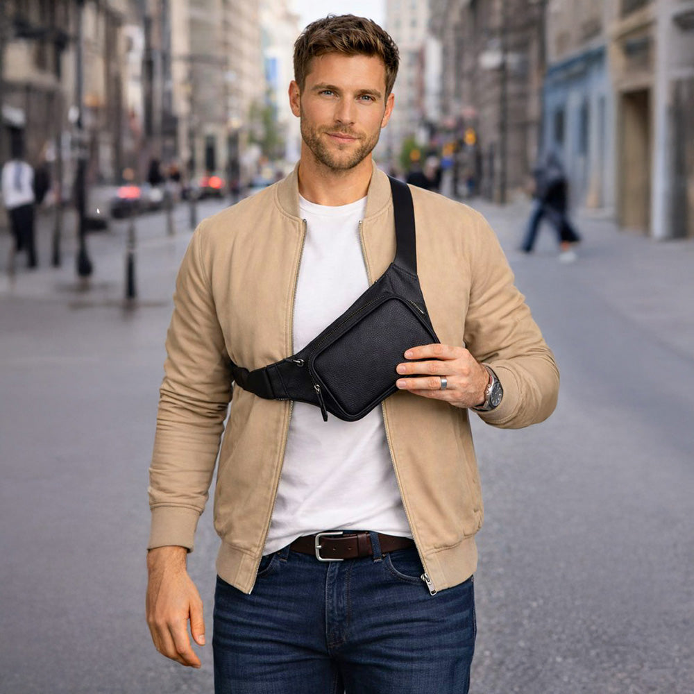 Apex Genuine Leather Belt Bag – Handmade Waist Bag for Men