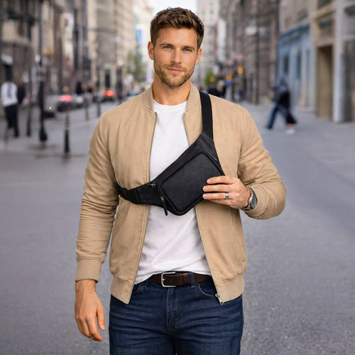 Apex Genuine Leather Belt Bag – Handmade Waist Bag for Men
