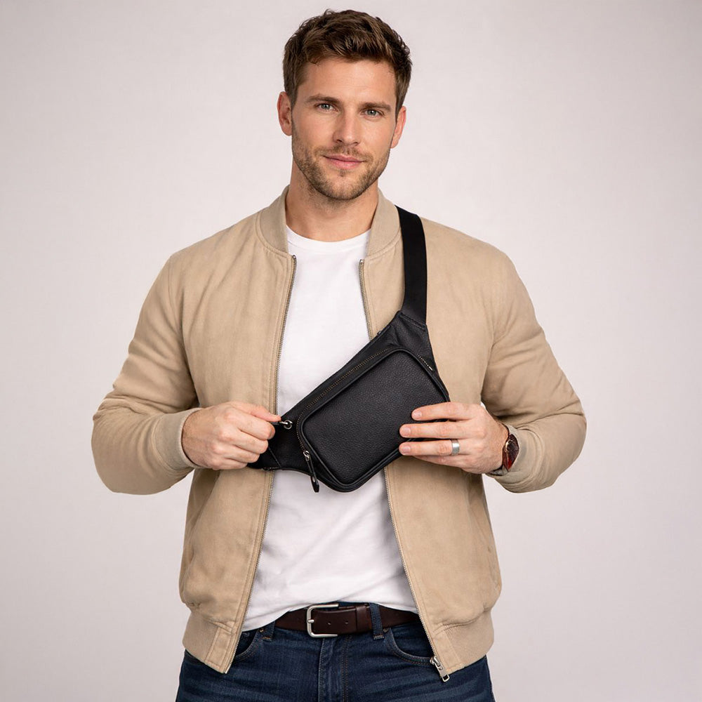 Apex Genuine Leather Belt Bag – Handmade Waist Bag for Men