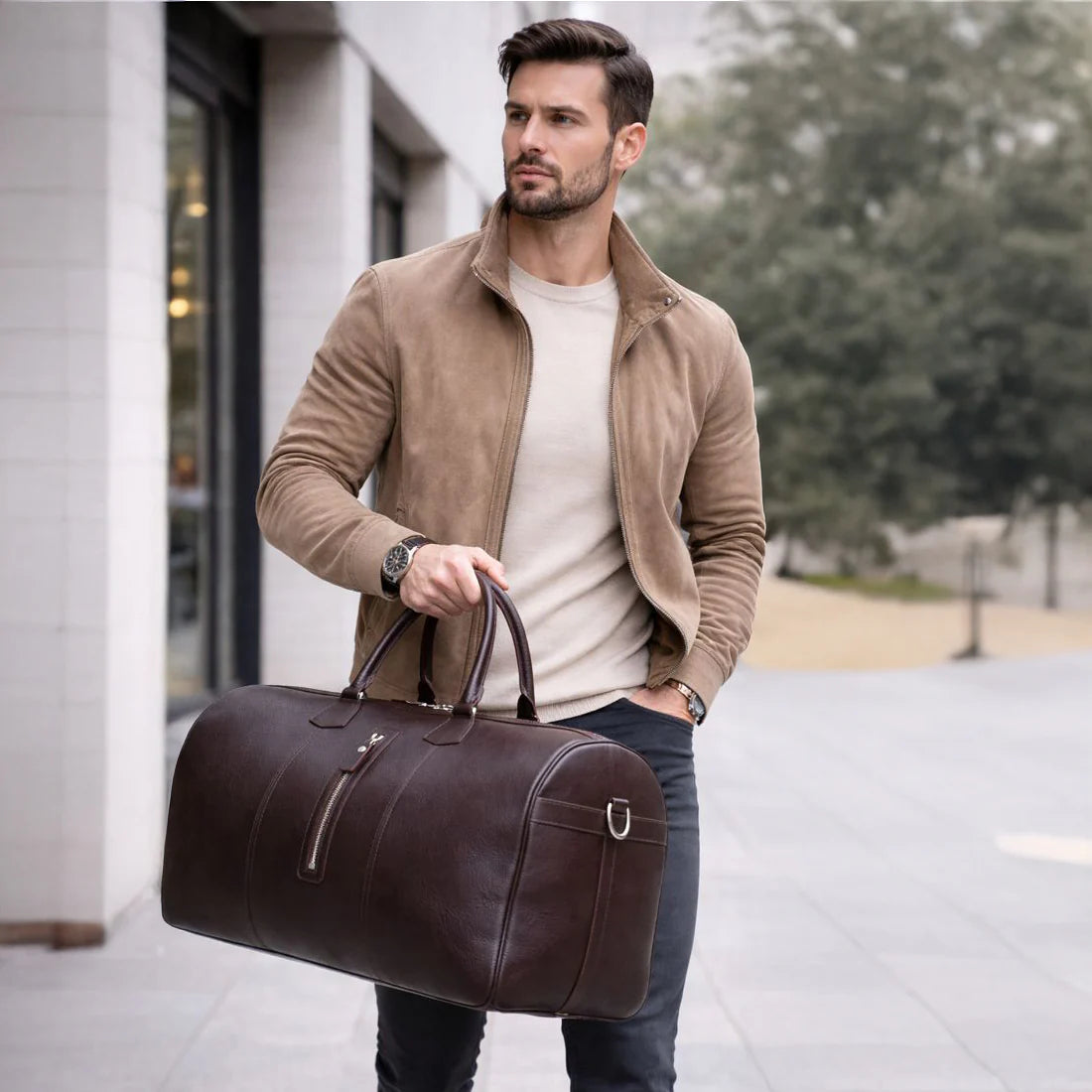 Dolly Handcrafted Leather Duffle Bag | Full Grain Leather Weekender Travel Bag