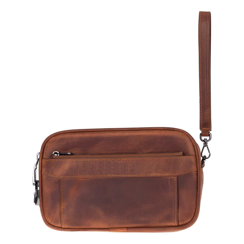 Forge Genuine Leather Clutch Bag for Men – Lockable Travel Organizer with Wrist Strap