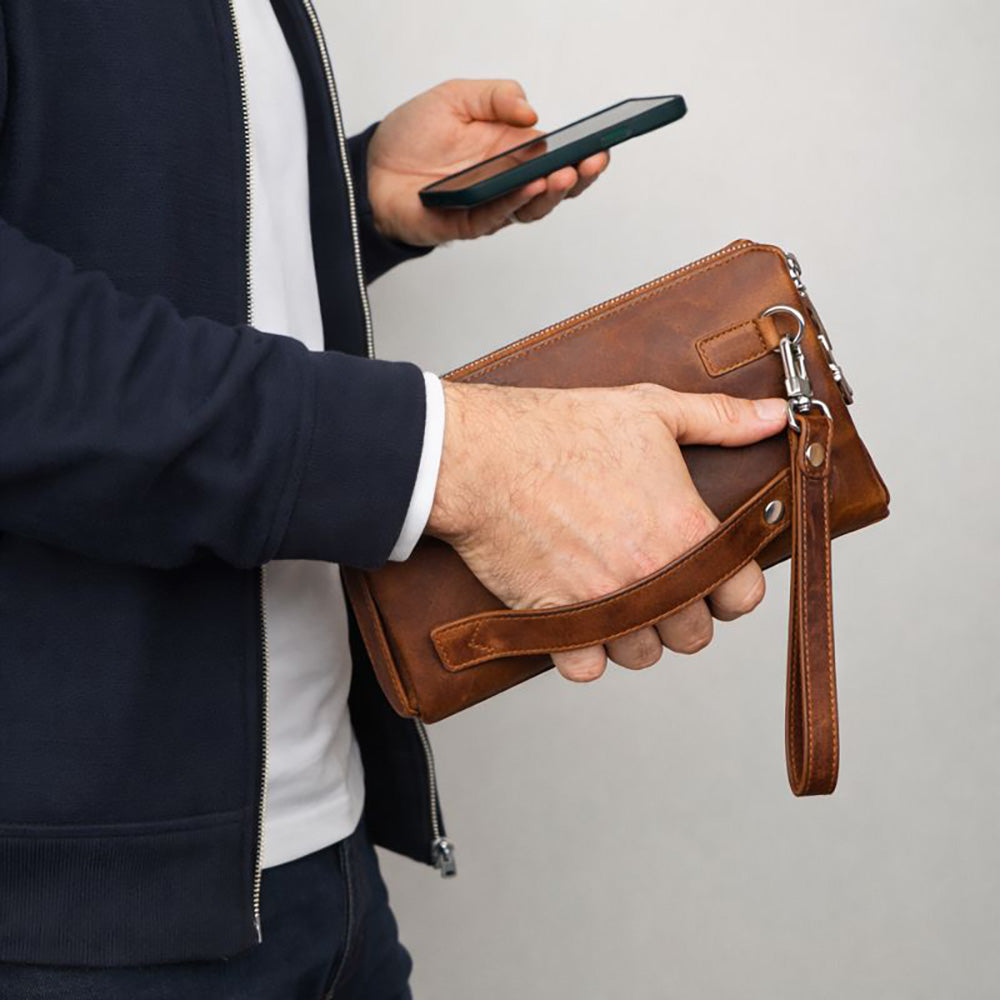 Lupus Leather Clutch Bag