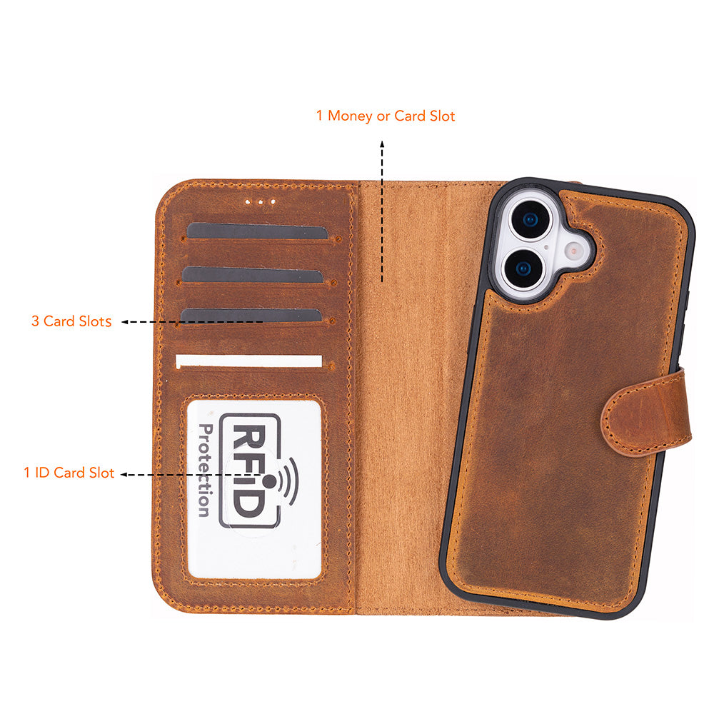 Meister Abnehmbare Premium-Leder-Wallet-Hülle für iPhone 17