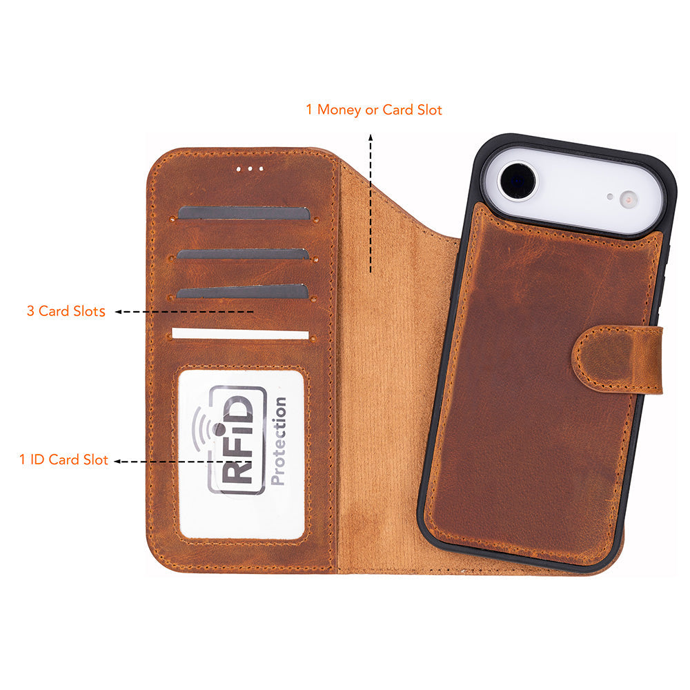 Meister Abnehmbare Premium-Leder-Wallet-Hülle für iPhone 17 Air