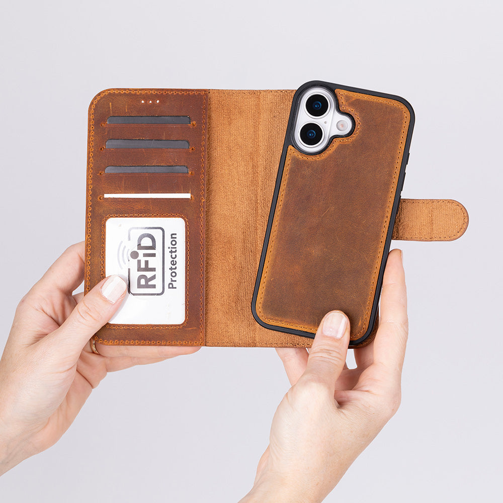 Meister Abnehmbare Premium-Leder-Wallet-Hülle für iPhone 17