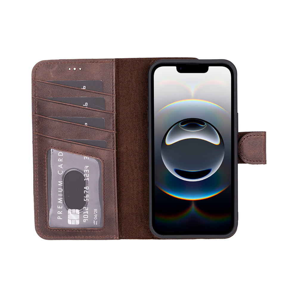 Magic iPhone 16 E Abnehmbare Leder-Geldbörsenhülle
