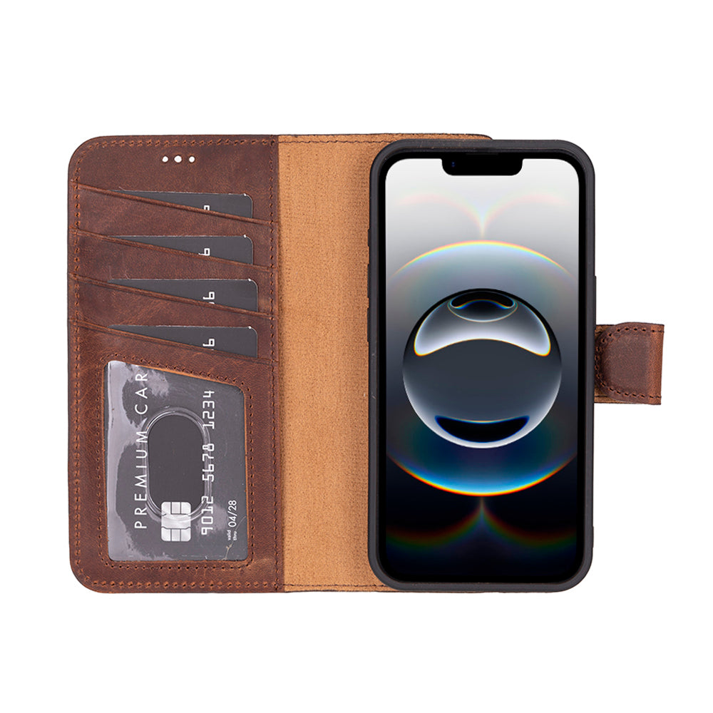 Magic iPhone 16 E Abnehmbare Leder-Geldbörsenhülle