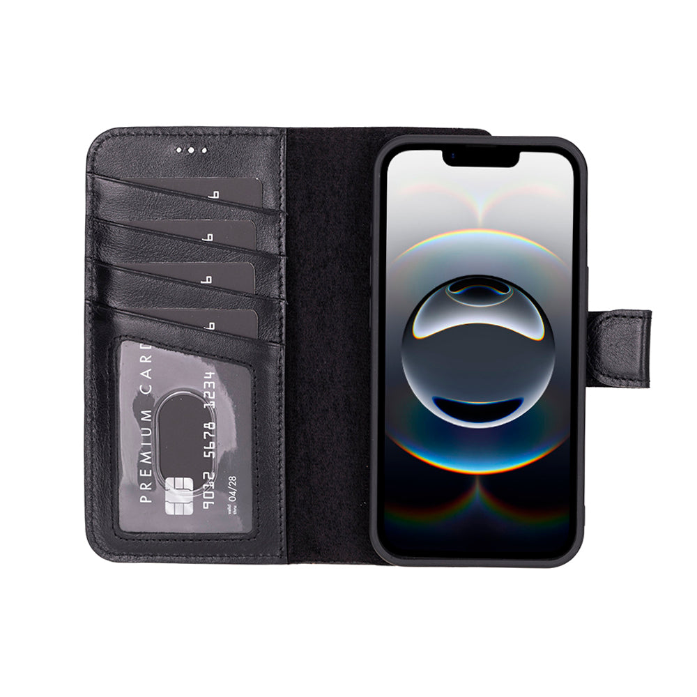 Magic iPhone 16 E Abnehmbare Leder-Geldbörsenhülle