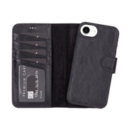 Magic iPhone 16 E Abnehmbare Leder-Geldbörsenhülle