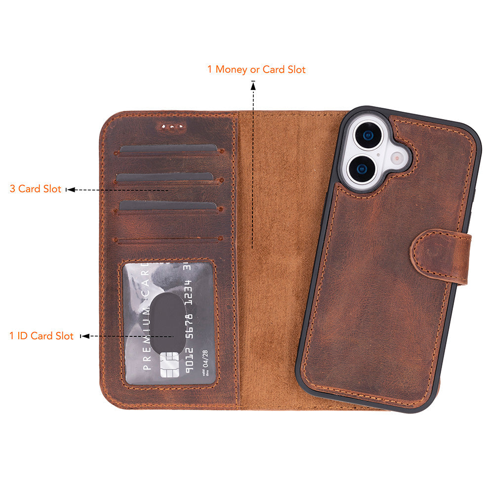 Meister Abnehmbare Premium-Leder-Wallet-Hülle für iPhone 17