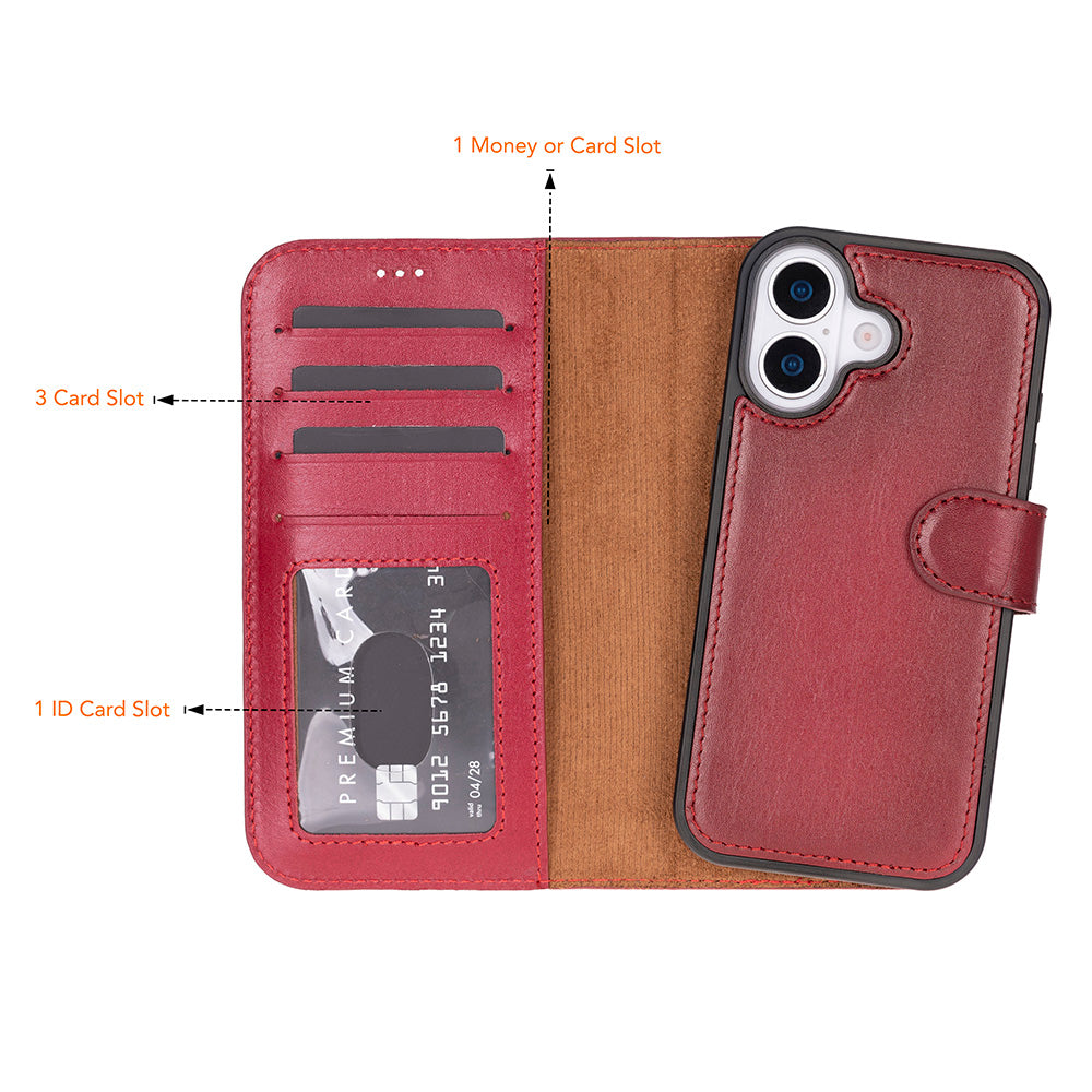 Meister Abnehmbare Premium-Leder-Wallet-Hülle für iPhone 17
