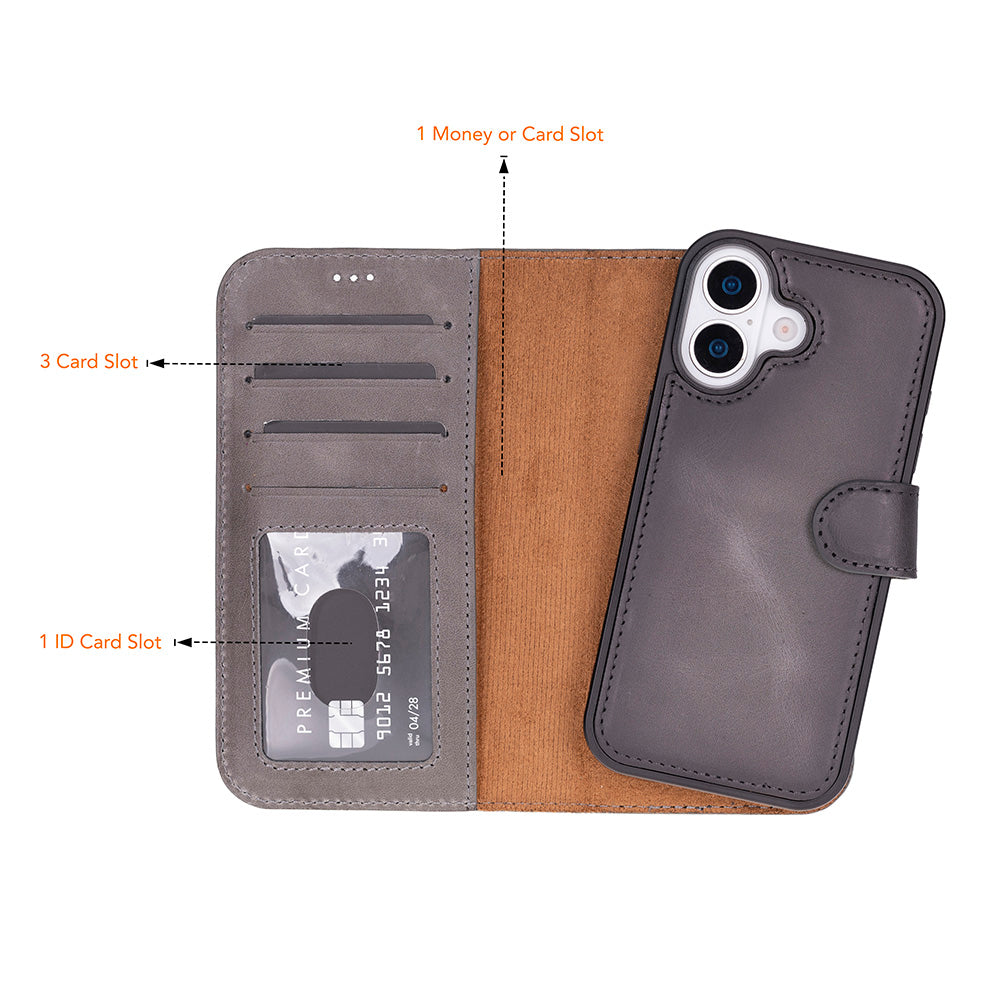 Meister Abnehmbare Premium-Leder-Wallet-Hülle für iPhone 17