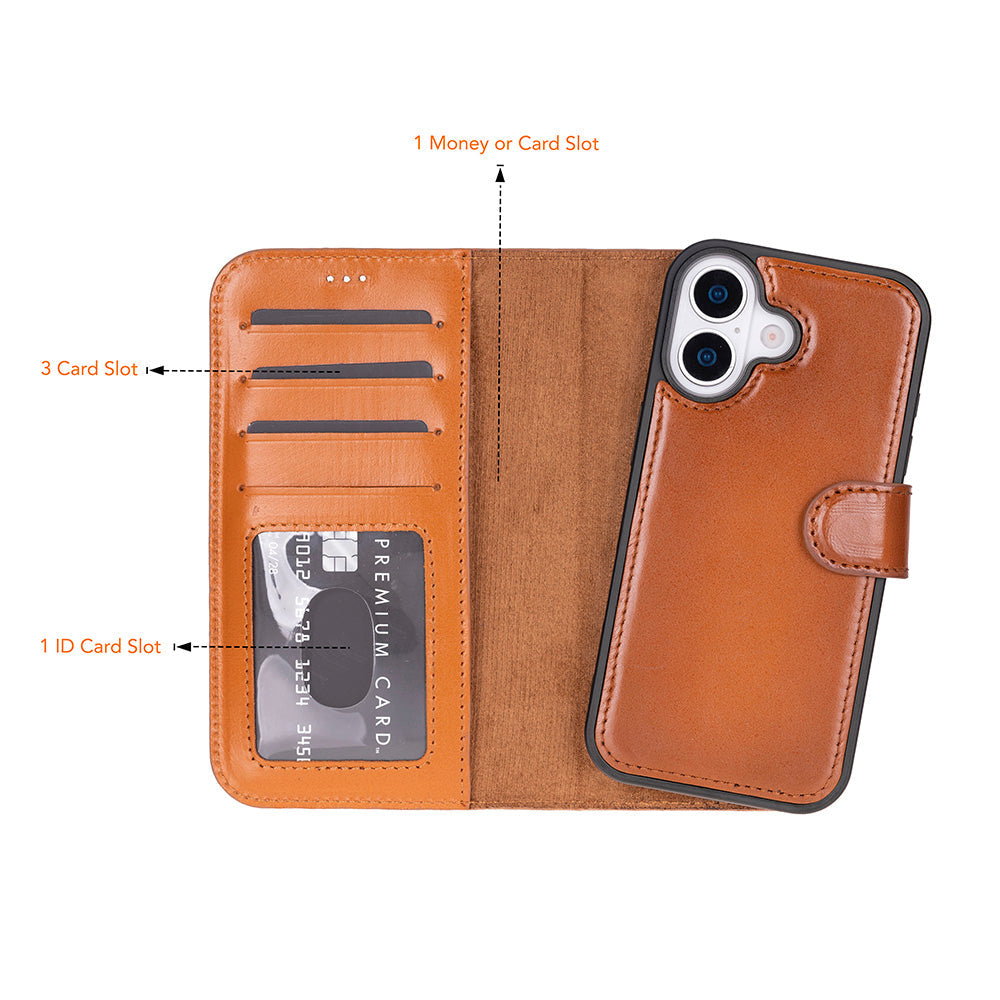 Meister Abnehmbare Premium-Leder-Wallet-Hülle für iPhone 17