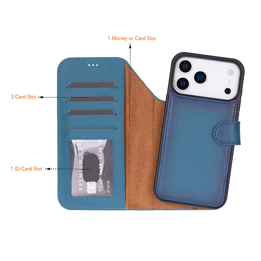 Meister Abnehmbare Premium-Leder-Wallet-Hülle für iPhone 17 Pro