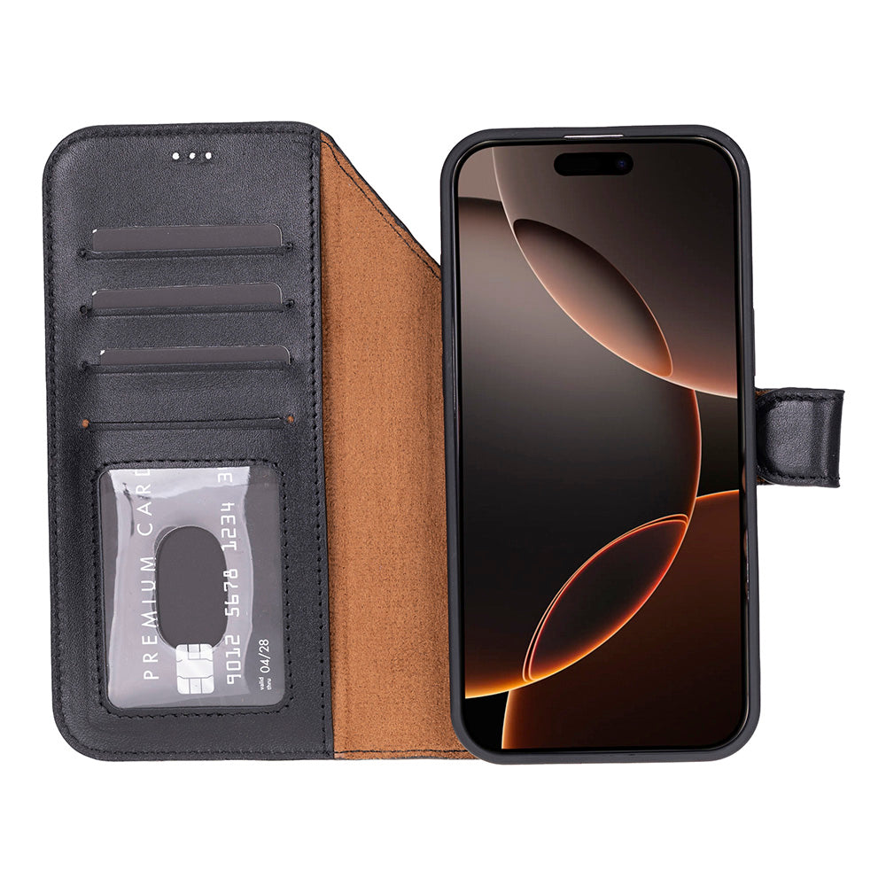 Meister Abnehmbare Premium-Leder-Wallet-Hülle für iPhone 17 Pro Max