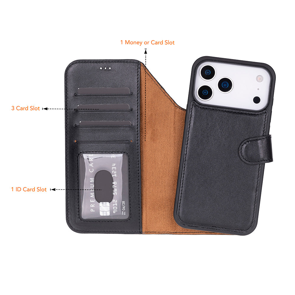 Meister Abnehmbare Premium-Leder-Wallet-Hülle für iPhone 17 Pro Max