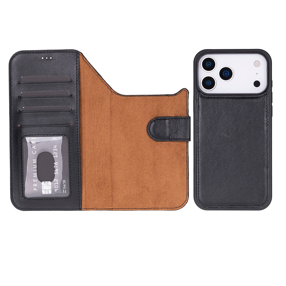 Meister Abnehmbare Premium-Leder-Wallet-Hülle für iPhone 17 Pro Max