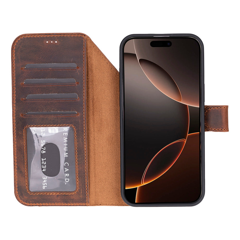 Meister Abnehmbare Premium-Leder-Wallet-Hülle für iPhone 17 Pro