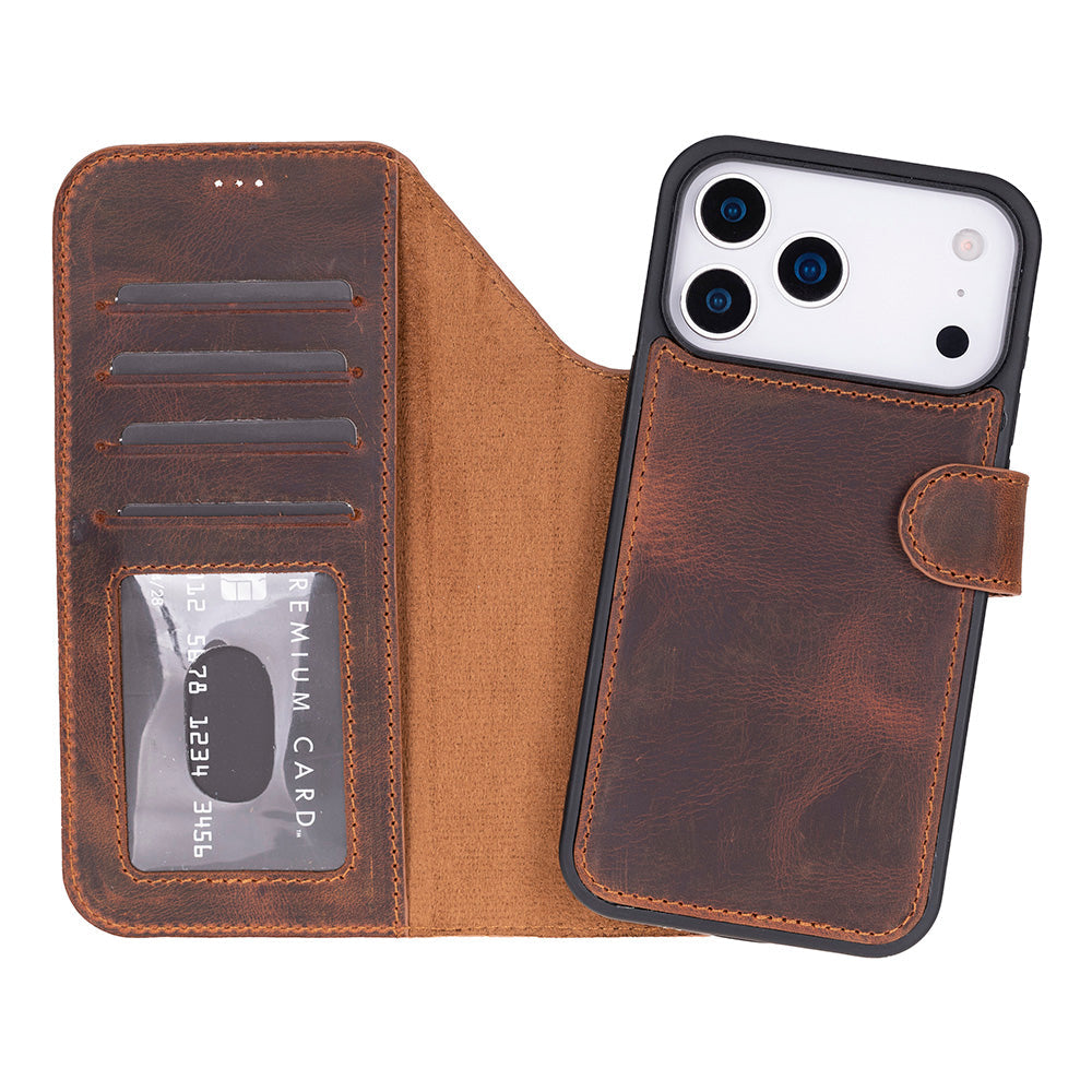 Meister Abnehmbare Premium-Leder-Wallet-Hülle für iPhone 17 Pro