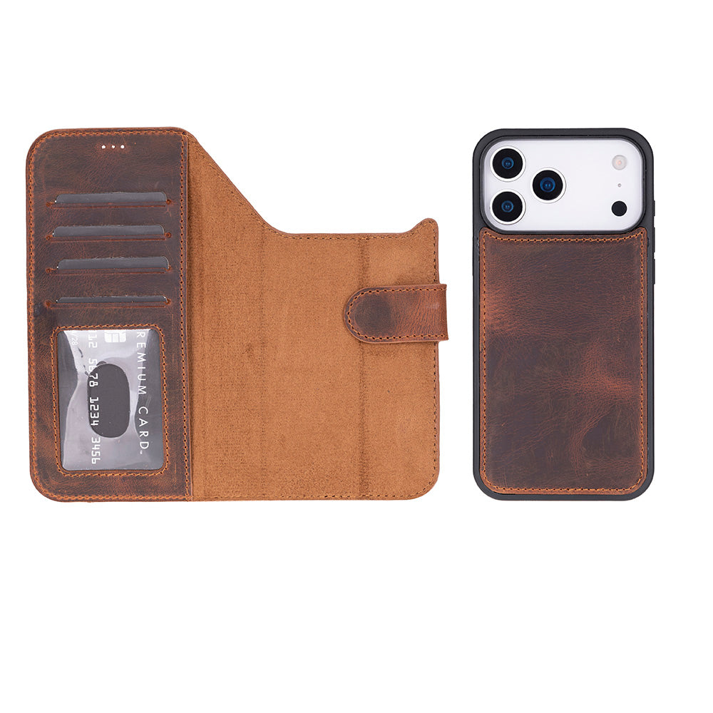 Meister Abnehmbare Premium-Leder-Wallet-Hülle für iPhone 17 Pro Max