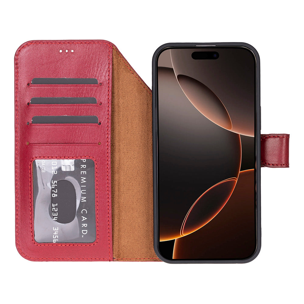 Meister Abnehmbare Premium-Leder-Wallet-Hülle für iPhone 17 Pro Max
