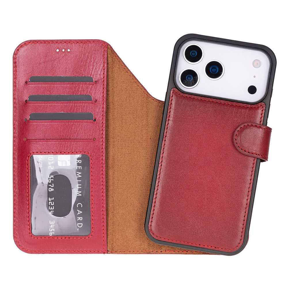 Meister Abnehmbare Premium-Leder-Wallet-Hülle für iPhone 17 Pro