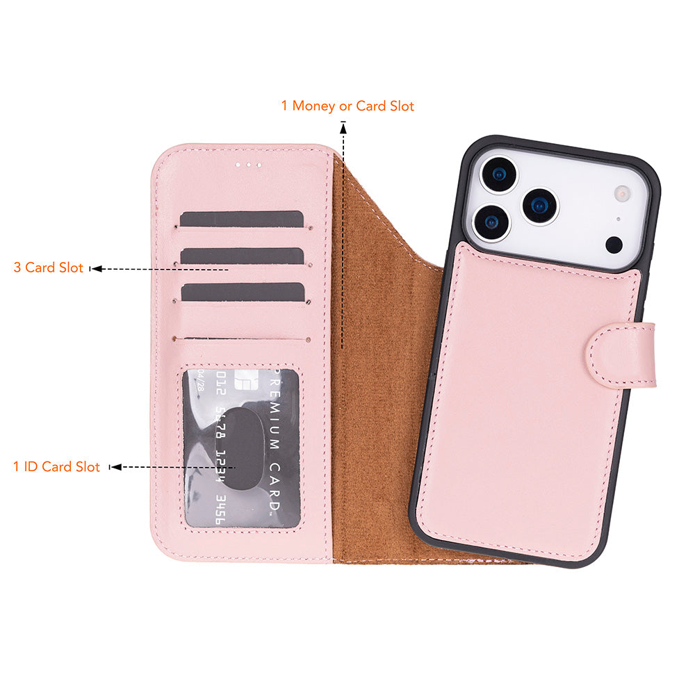 Meister Abnehmbare Premium-Leder-Wallet-Hülle für iPhone 17 Pro Max