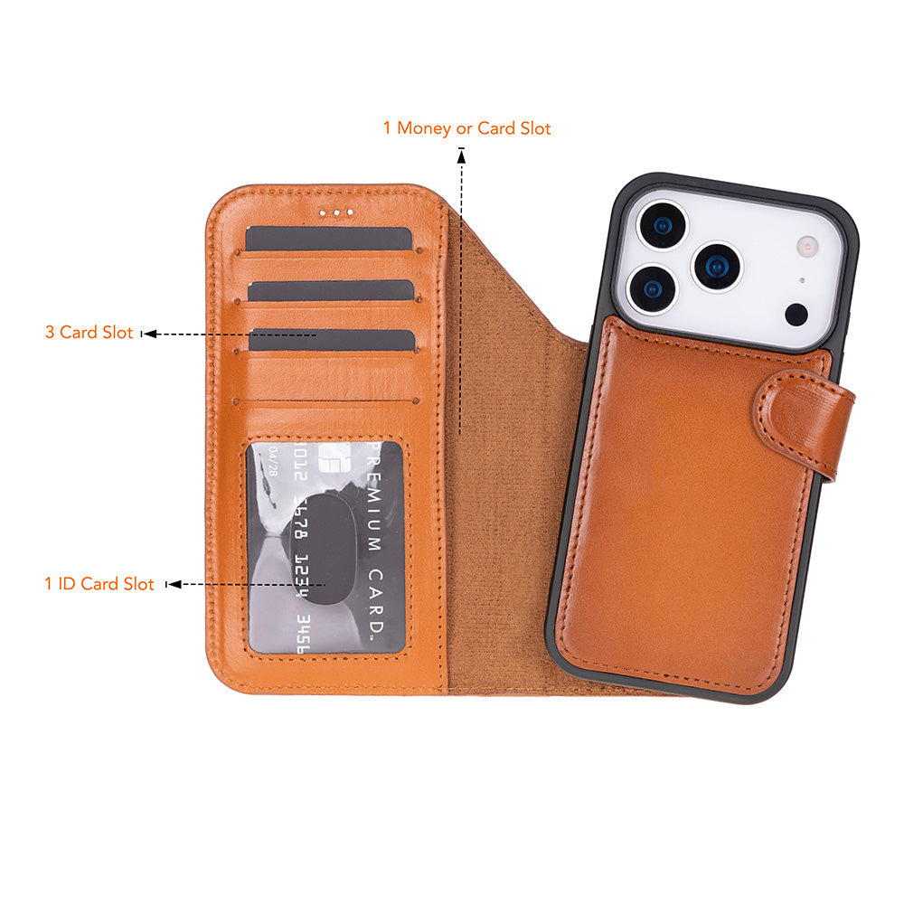 Meister Abnehmbare Premium-Leder-Wallet-Hülle für iPhone 17 Pro