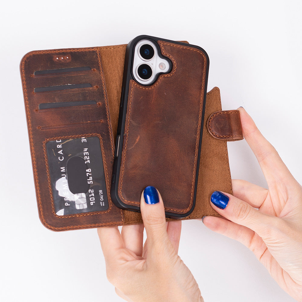 Meister Abnehmbare Premium-Leder-Wallet-Hülle für iPhone 17