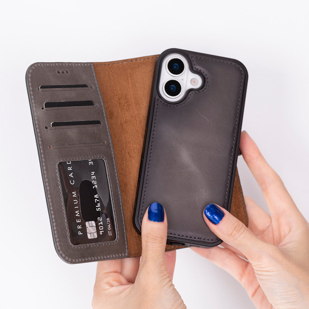 Meister Abnehmbare Premium-Leder-Wallet-Hülle für iPhone 17