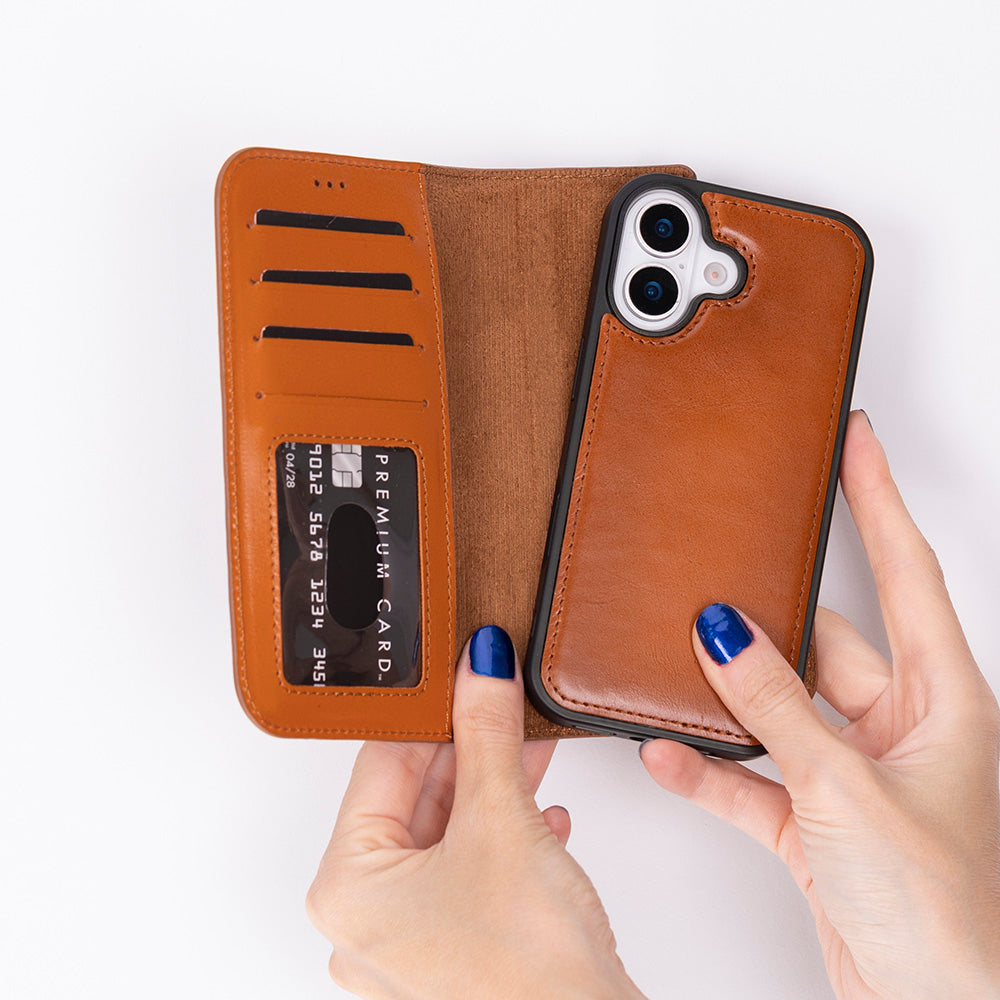 Meister Abnehmbare Premium-Leder-Wallet-Hülle für iPhone 17