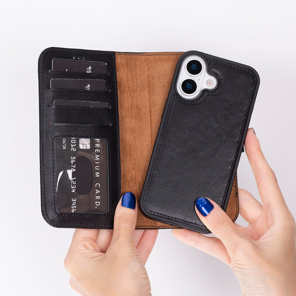 Meister Abnehmbare Premium-Leder-Wallet-Hülle für iPhone 17