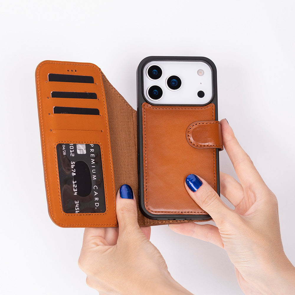 Meister Abnehmbare Premium-Leder-Wallet-Hülle für iPhone 17 Pro Max