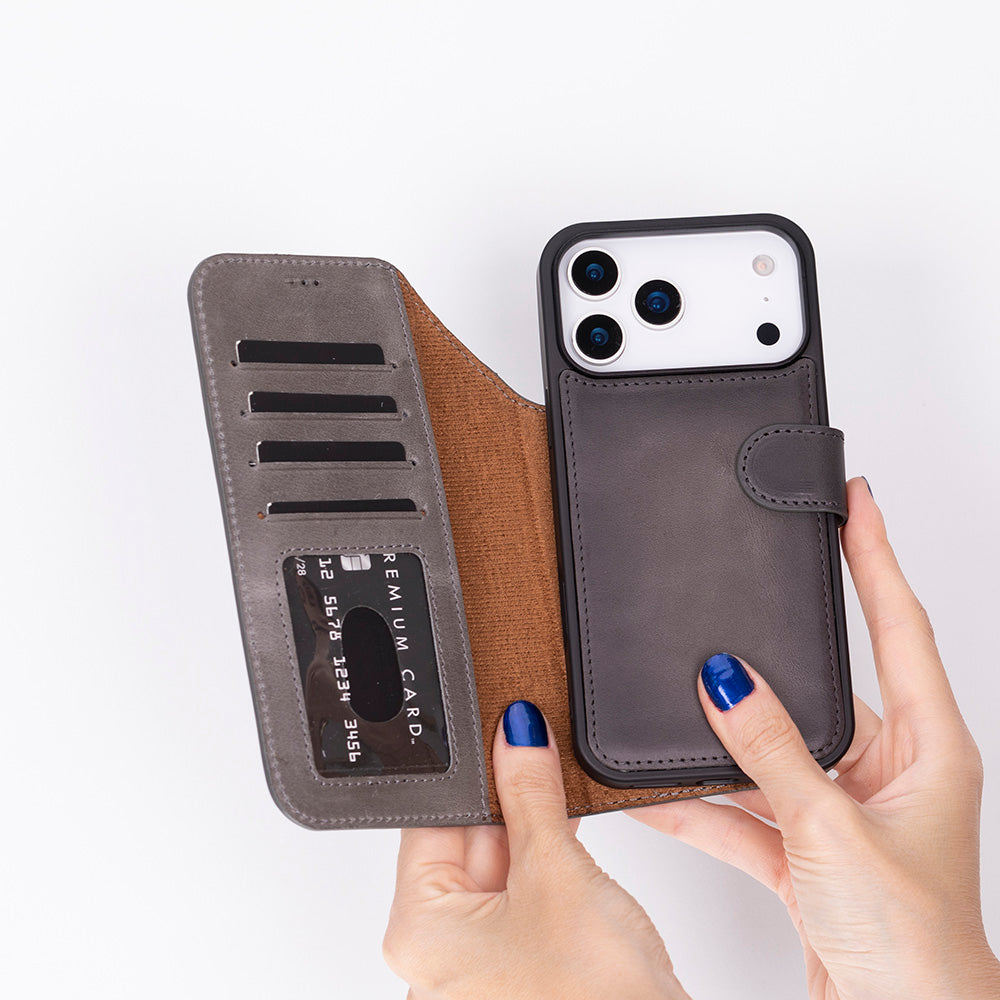 Meister Abnehmbare Premium-Leder-Wallet-Hülle für iPhone 17 Pro Max